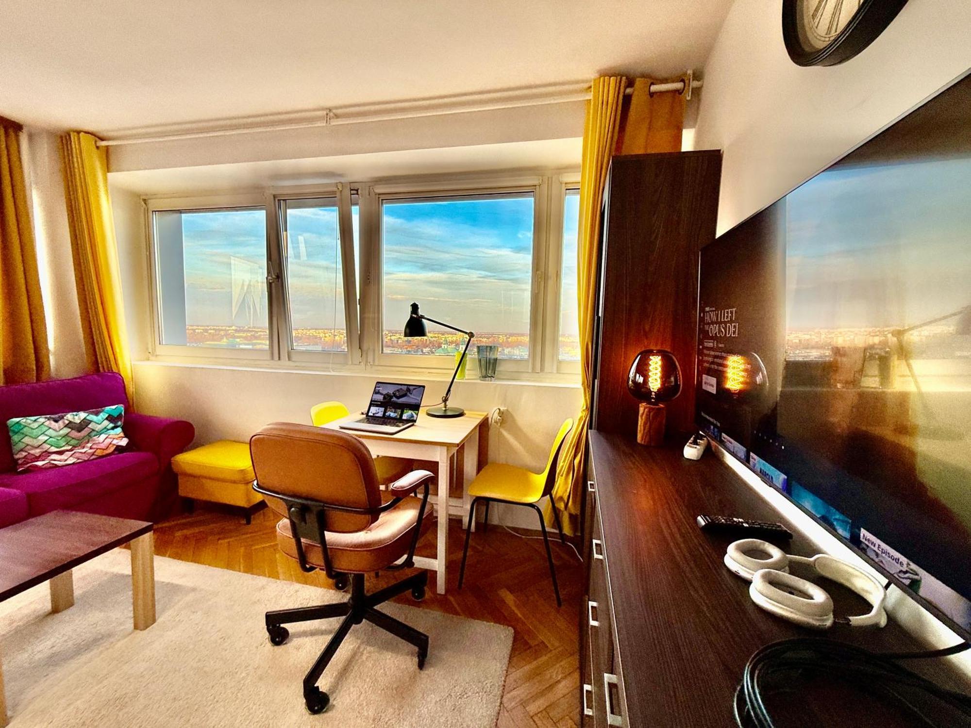 Super Apartment Yellow 2X Metro Fast Wifi 1 Gbs Netflix Panorama Miasta Varsovia Exterior foto