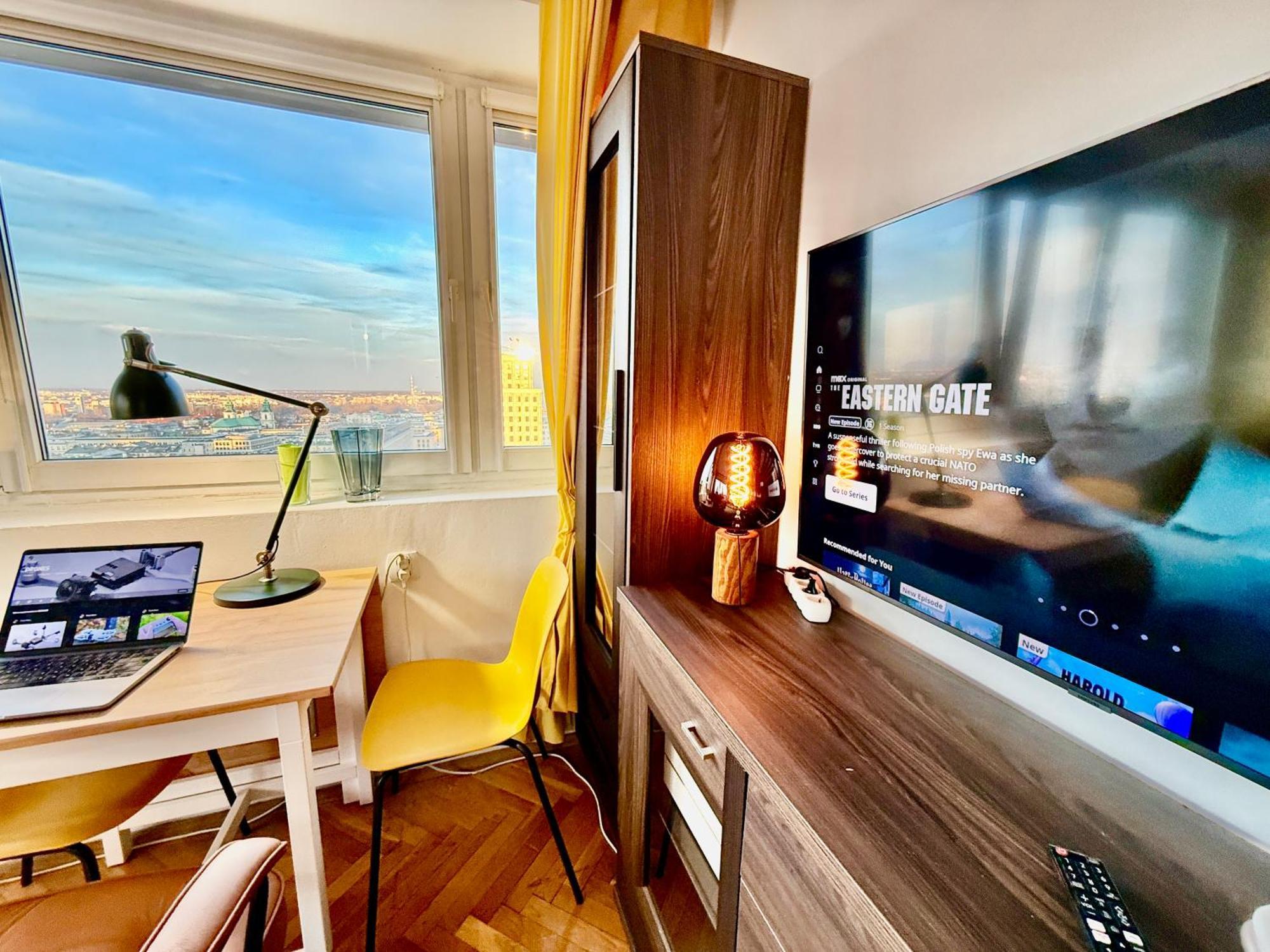 Super Apartment Yellow 2X Metro Fast Wifi 1 Gbs Netflix Panorama Miasta Varsovia Exterior foto