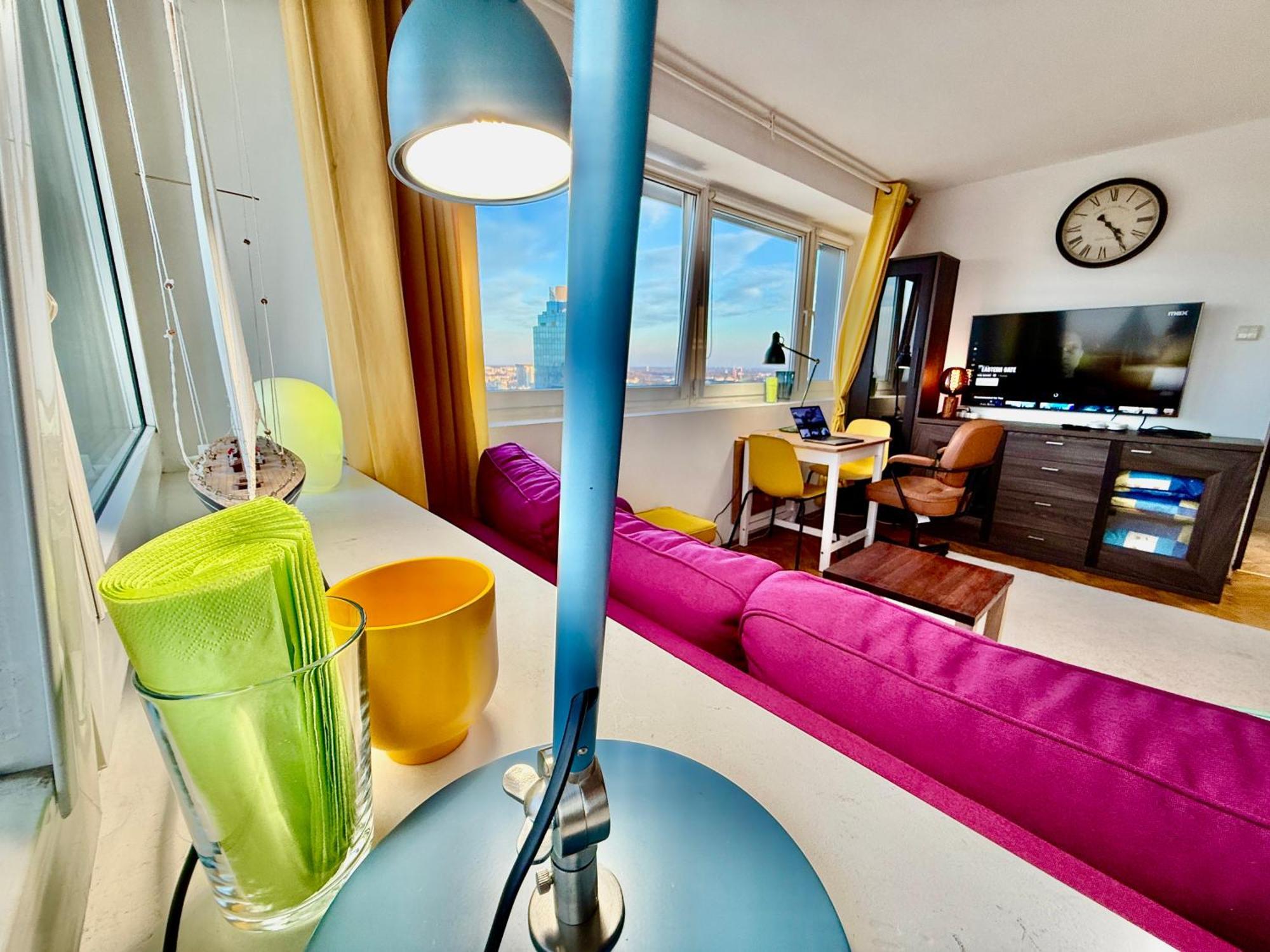 Super Apartment Yellow 2X Metro Fast Wifi 1 Gbs Netflix Panorama Miasta Varsovia Exterior foto