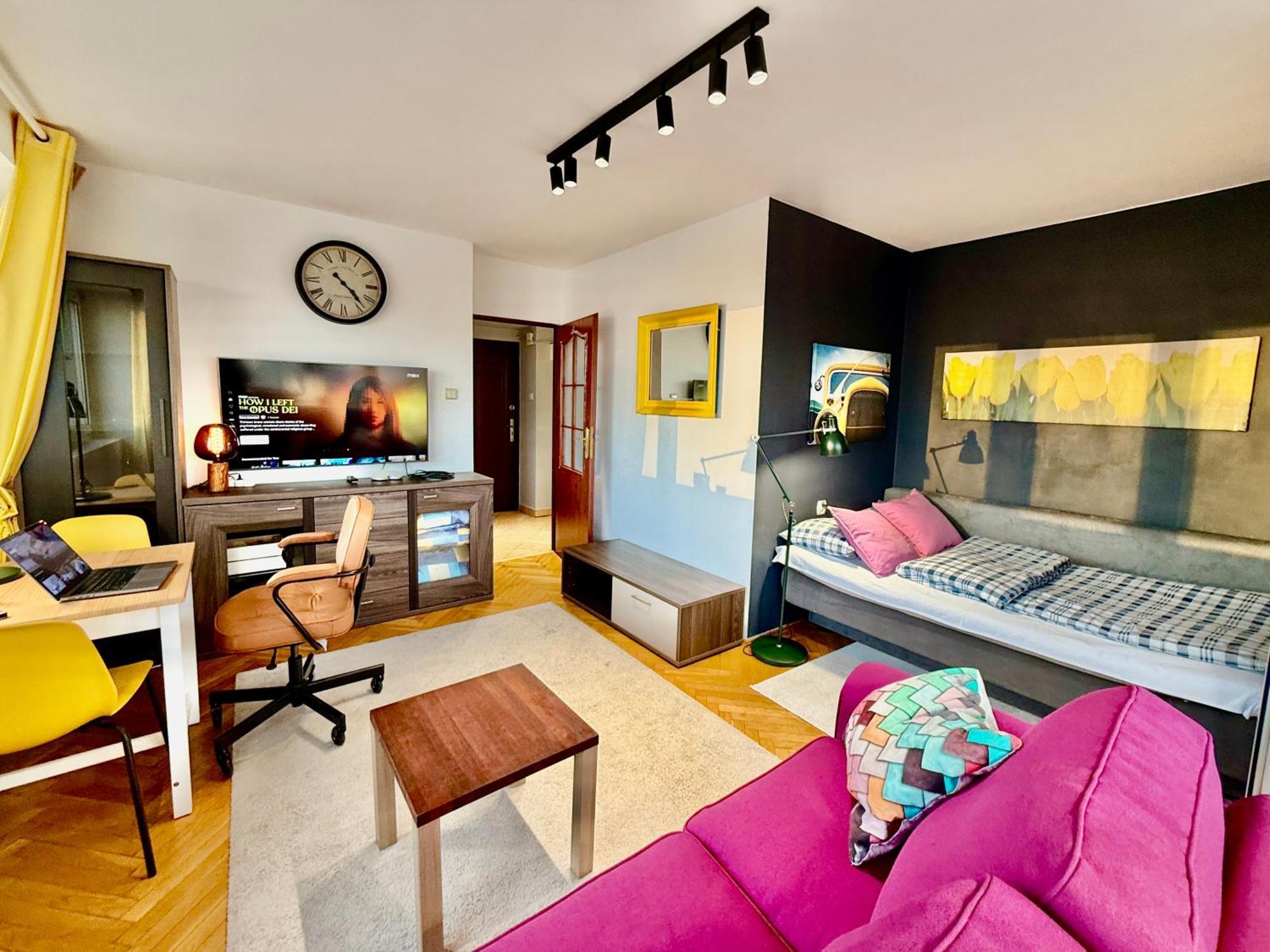 Super Apartment Yellow 2X Metro Fast Wifi 1 Gbs Netflix Panorama Miasta Varsovia Exterior foto