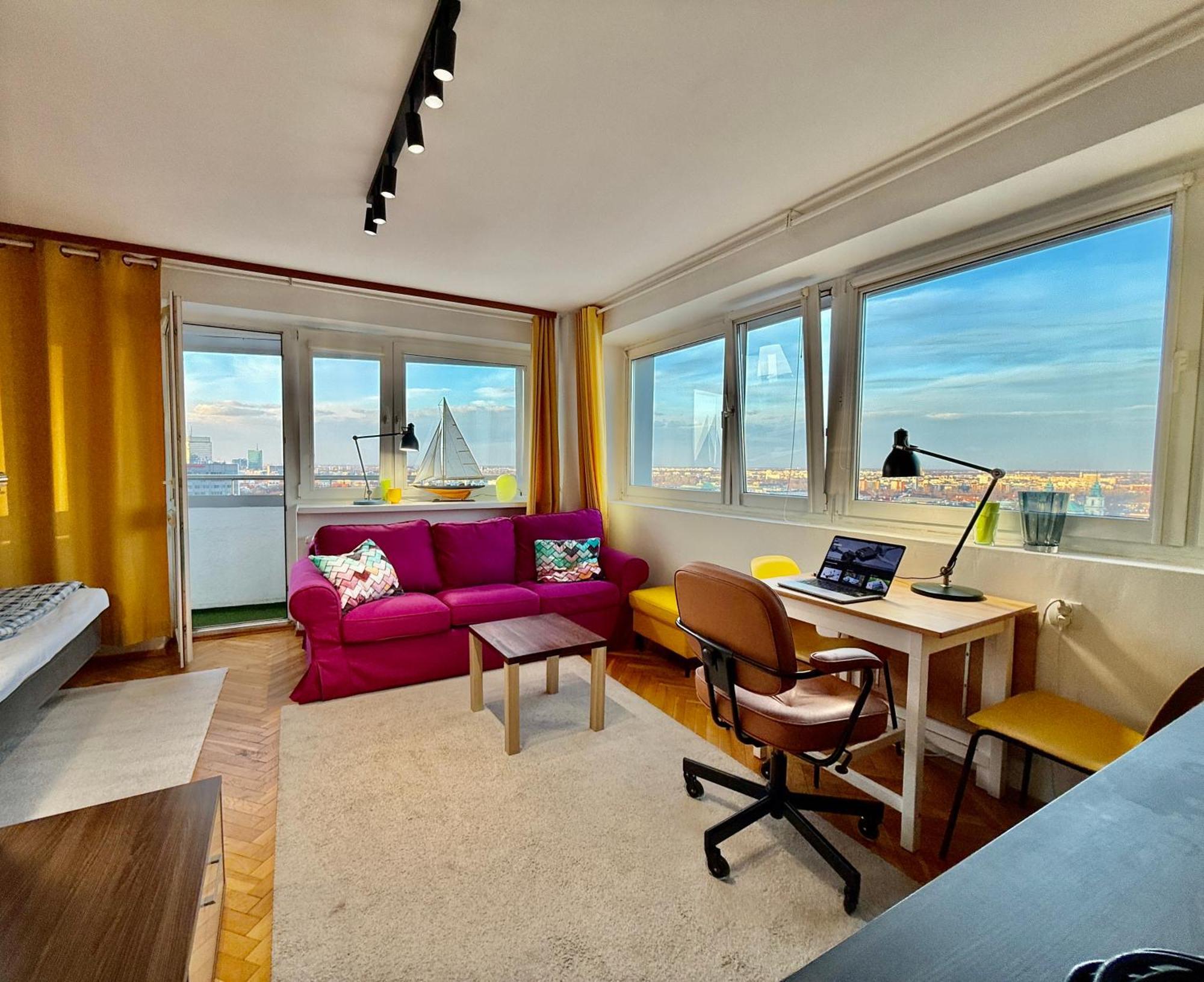 Super Apartment Yellow 2X Metro Fast Wifi 1 Gbs Netflix Panorama Miasta Varsovia Exterior foto