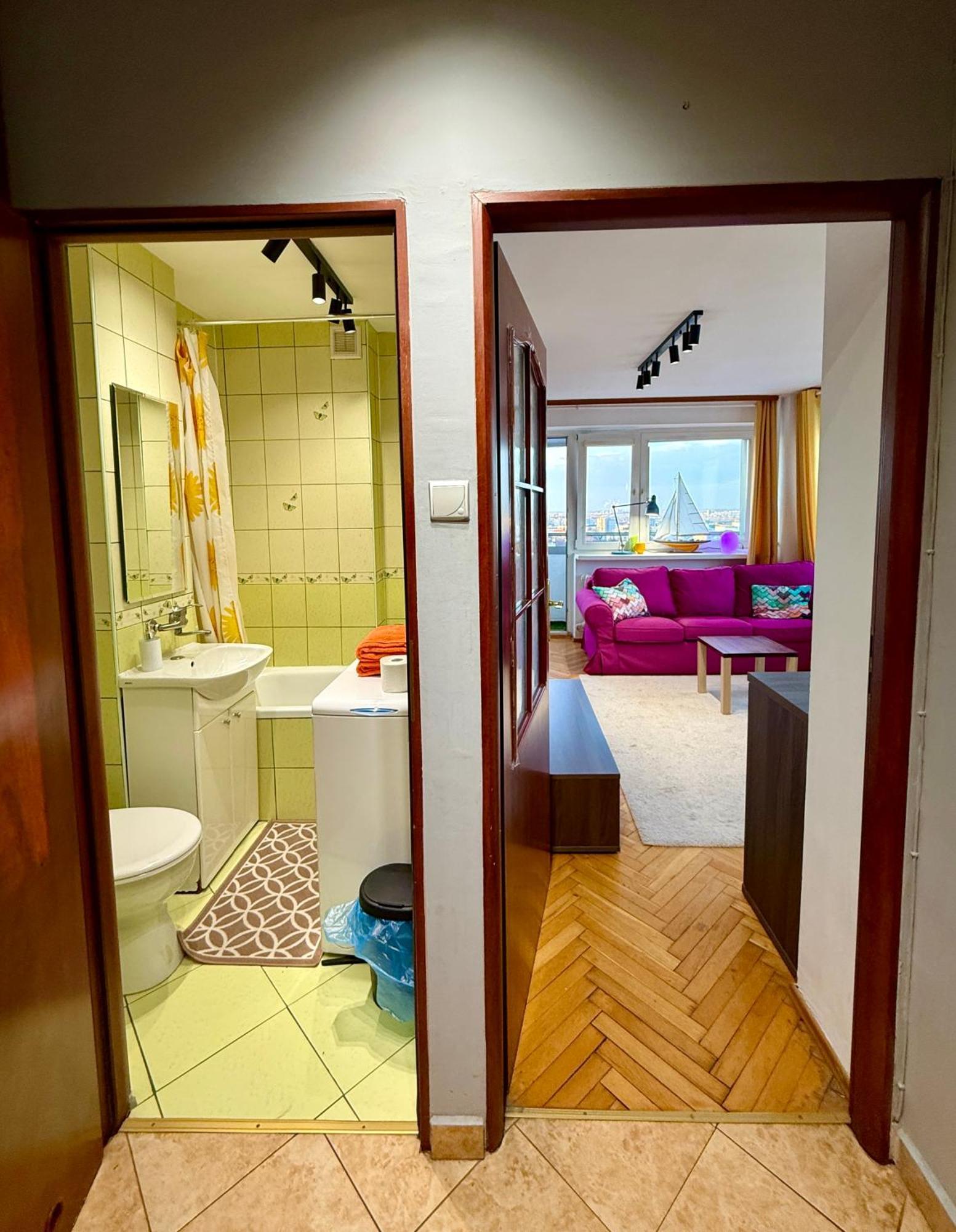 Super Apartment Yellow 2X Metro Fast Wifi 1 Gbs Netflix Panorama Miasta Varsovia Exterior foto