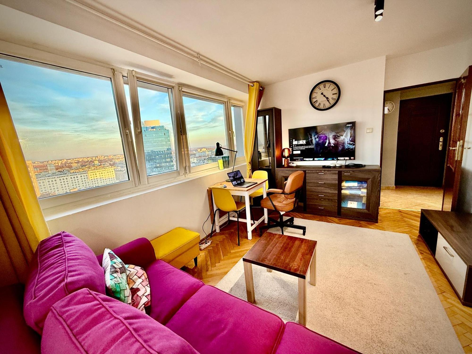 Super Apartment Yellow 2X Metro Fast Wifi 1 Gbs Netflix Panorama Miasta Varsovia Exterior foto